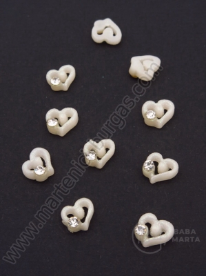 Inimă decorativă din rășină 8x8x3mm cu crystal șampaniei color, 1 package, 10 pcs. 151374