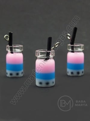 Pandantiv borcan de sticla 18x10mm cu smoothie de fructe 1 pachet 2 bucati 335588