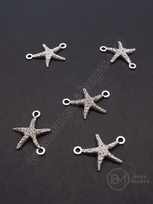 Stea de mare cu element metalic 19x14mm culoare argintie 1 pachet 20 buc 306557