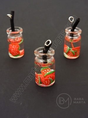 Pandantiv borcan de sticla 18x10mm cu cocktail de fructe 1 pachet 2 bucati 335479