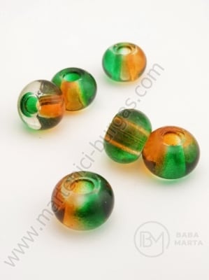 Mărgele pictate 15x10mm două culori gaură 5mm 1 buc 335129