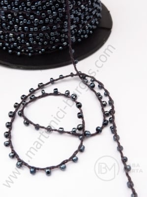 Șnur cu mărgele de vitola 2mm color Albastru Prusac 1 metru 331605