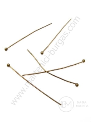 Element de conectare 30x0.5mm cu bilă 1.5mm culoare bronz antic 1 pachet 50 buc 302047