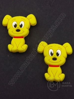 Mărgele silicon dog 28x25x7.5mm galben gaură 2mm 1 buc 317008
