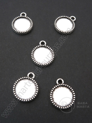 Pendantiv 18x14.5x3mm base de montare argintie 12mm 1 pachet 10 buc 306181