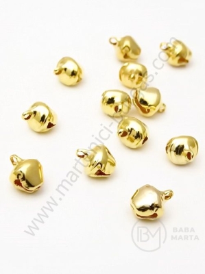 Clopoței metallici 8x6mm aurii, gaură 1mm, 1 pachet, 50 buc. 302190
