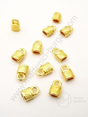 Varf metalic 10x6.5x4mm culoare aurie gaură 3x2mm 1 pachet 10 buc 308084