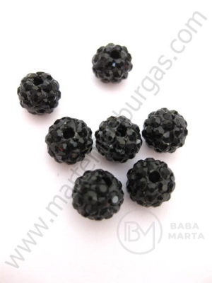 Mărgele Shamballa cu cristale 8mm negre 1 buc 9855