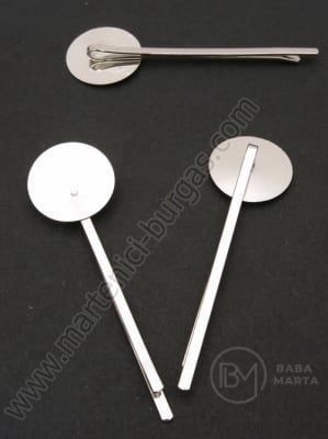 Agrafă de păr 62x2mm bază argintie 18mm 1 pachet 10 buc 301845