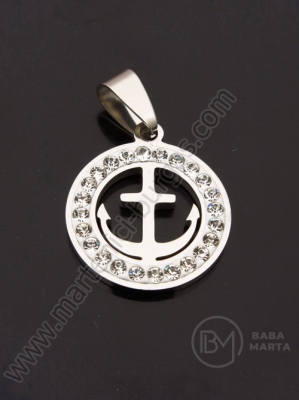 Pandantiv oțel cu cristal 20mm 1 buc 307415