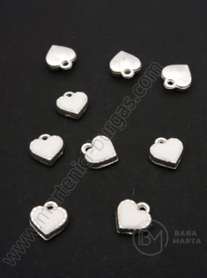 Pandantiv metalic inimă albă 8.5x8mm color argintie 1 pachet 5 buc 307333