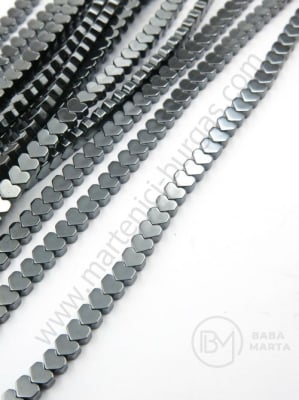 Hematit 3x2mm nemagnetic gaură de inimă 0.8mm ~168 buc ~41cm 1 buc 352972