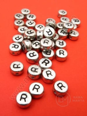Mărgele 7x4mm lettera R metalică gaură 1mm 1 pachet 100 buc 318617