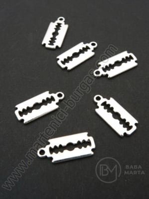 Pandantiv metalic 17x8mm culoare argintie 1 pachet 20 buc 306226