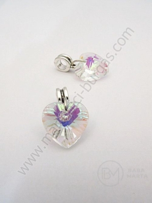 Pandantiv inimă cristal 25x14mm transparent AB 1 pachet 2 buc 335345