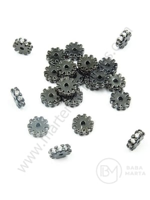 Margele 6x2mm alamă cu zirconii forjate gaură 1mm 1 bucată 305389
