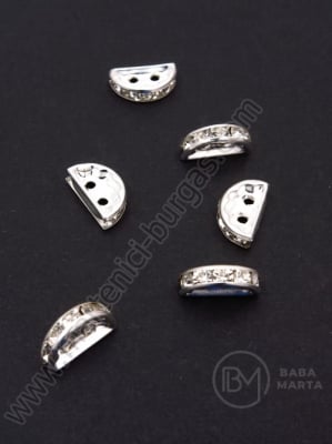Separator metalic din cristal 13x7x3mm alb (2 găuri x 1.5mm) 10 buc 301911