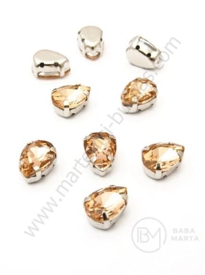 Piatră de vitola (cristal) 8x10mm pearsică în coș metalic 1 pachet 4 buc 151637