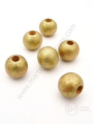 Bilă de lemn aurie 14mm gaură 4.5mm 1 paquet 40g ~49buc 321298