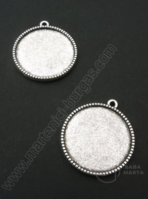 Pendantiv 31x27.5x3mm base de montare argintie 25mm 1 pachet 5 buc 306189