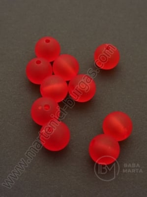 Margele 10mm mat roșu, gaură 2mm 40g ~70buc 311378