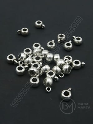 Margele metallice 9x6mm color argintie gaură 3.5mm 1 pachet 20 buc 306575