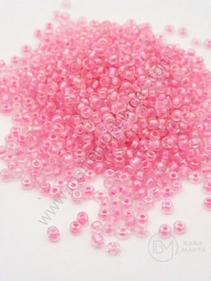 Mărgele de vitola transparente cu fir roz 2mm 50g 332104