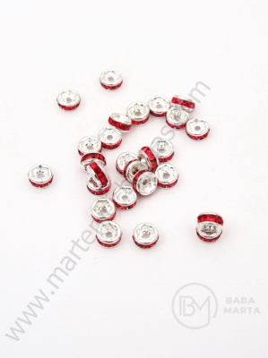 Șaibă 4x2mm cu cristale roșii albe 10 buc 301903