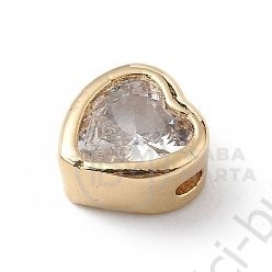 Margele inimă 6x6x4.5mm alamă cu zirconiu cubic 1 bucată 305370