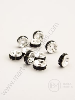Șaibă 6x3mm cristale negre calitate 1 albă 10 buc 301182
