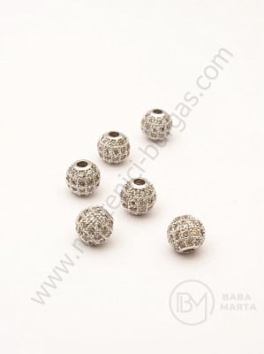 Margele sferică de 4 mm din alamă cu zirconii forjate, gaură de 1.8 mm, 1 bucată 305383