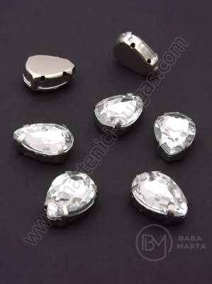 Piatră acrilică 10x14mm transparentă în cutie metalică 1 pachet 10 bucăți 151501
