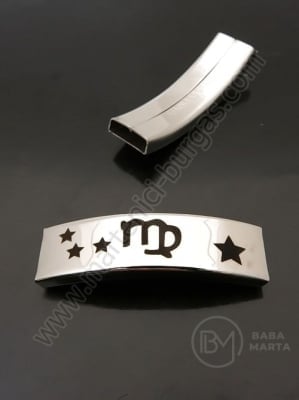 Placă zodiacală Fecioară OȚEL 40x12mm gaură 10x3mm 1 buc 305639