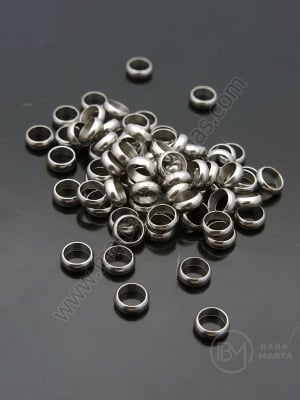 Mărgele 4x1.5mm OȚEL (304) culoare argintie gaură 3mm 1 pachet 20 buc 305776