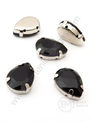 Piatră de sticlă (cristal) 13x18mm neagră în cutie metalică 1 pachet 2 buc 151536