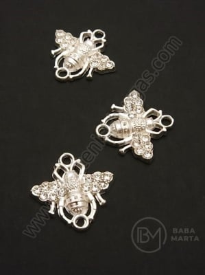 Element de conectare albină cu cristal 18x18mm 1 pachet 5 buc 307839