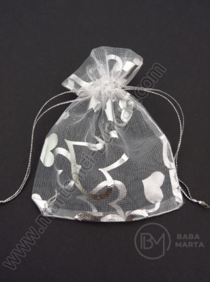 Saculet pentru bijuterii 9x7cm organza alb 1 pachet 10 buc 461149