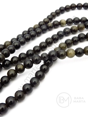 Obsidian cu luciu auriu, bilă de 6mm, 40cm ~62 pieces 1 buc. 352543