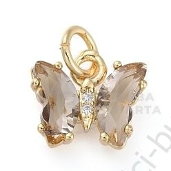 Pandantiv butterfly din alamă de 12,5 mm cu micro zirconii cubice forged, 1 piece 305362