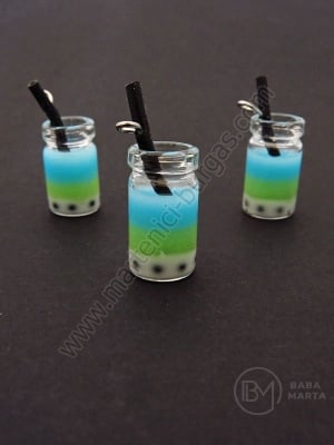 Pendant sticla borcan 18x10mm cu smoothie de fructe 1 pachet 2 bucati 335590