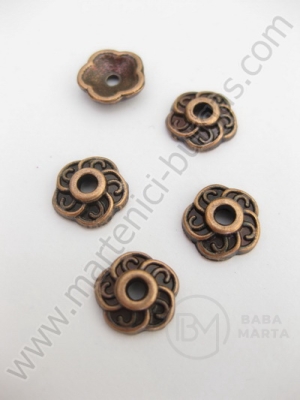 Margele metallice tip floare de 9 mm. miere 50 buc. 309137