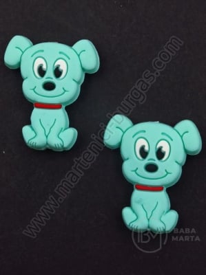 Mărgele silicon dog 28x25x7.5mm gaură albastră 2mm 1 buc 317011