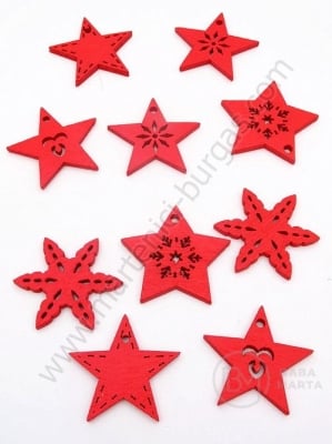 Figurină de Crăciun mix 26,5~30x30~31x2,5mm lemn roșu 1 pachet 10 buc 182228