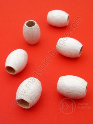 Cilindru din lemn alb 16x12mm gaură 6mm 1 paket 40g ~55buc 321265
