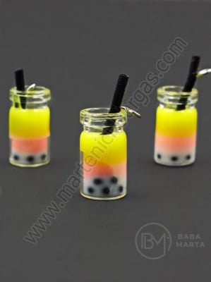 Pandantiv borcan de sticla 18x10mm cu smoothie de fructe 1 pachet 2 bucati 335587
