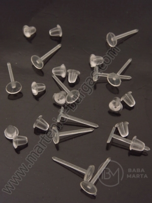 Vârf cercei silicon 5x12x1mm + dopuri silicon 100 buc 301584