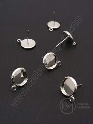 Vârf metalic pentru cercei, bază de încorporare, 10 mm, 1 pachet, 10 buc 302099