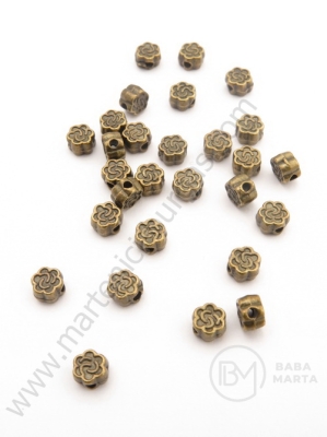 Flori metallice 5x3mm culoare bronz antic gaură 1mm 30buc 308821