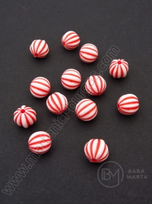 Mărgele 8mm tomatoes cu gaură albă 1.5mm 40g ~127 buc 312345