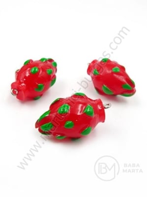 Pendant din rășină pitaya ~33x~20mm gaură 2mm 1 pachet 2 buc 335723